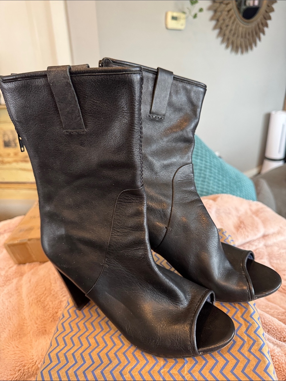 Arnold Churgin Peep-Toe Ankle Boots